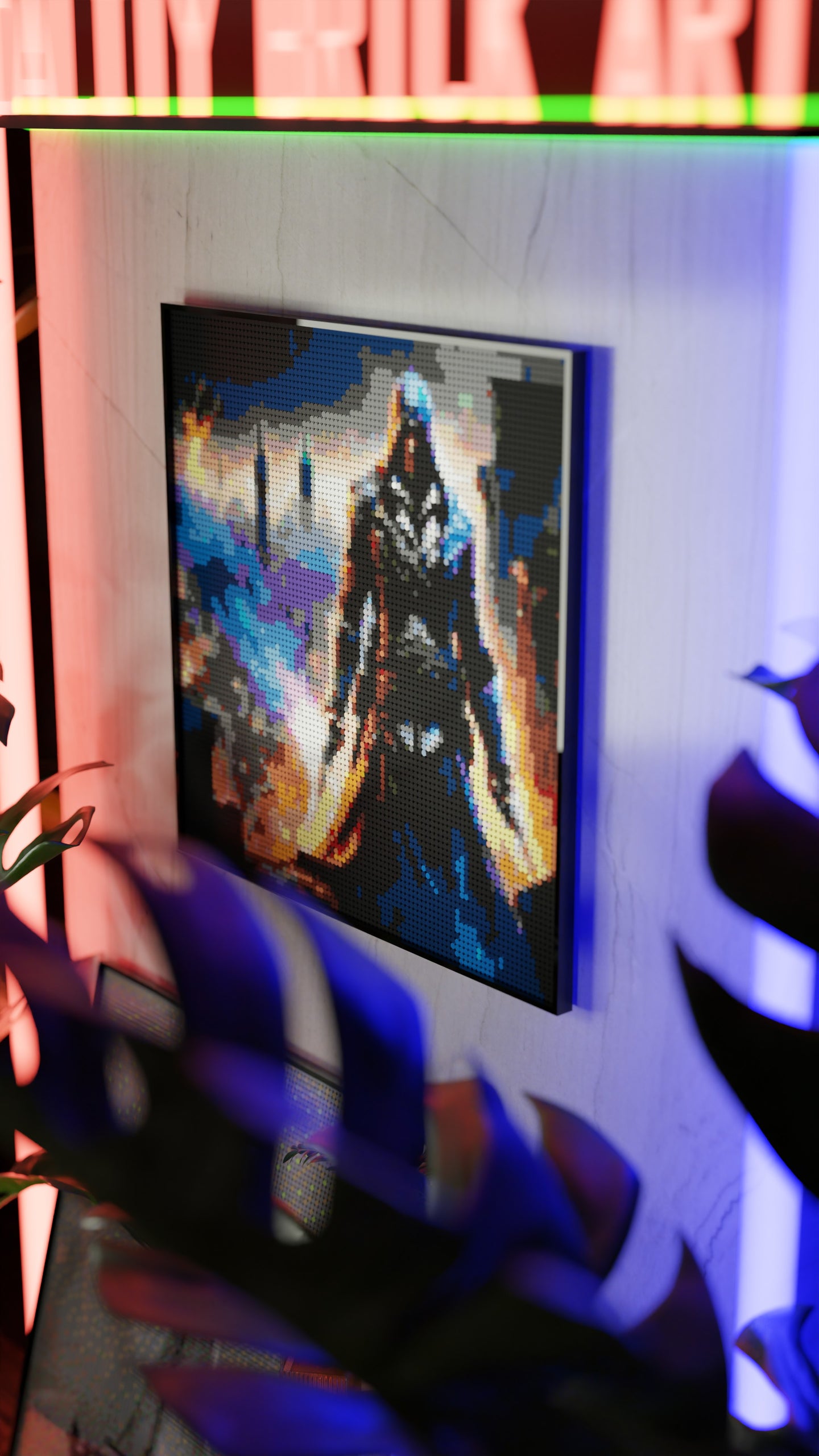 Assassins Creed LEGO® Style mosaic wall art made from colorful plastic bricks
